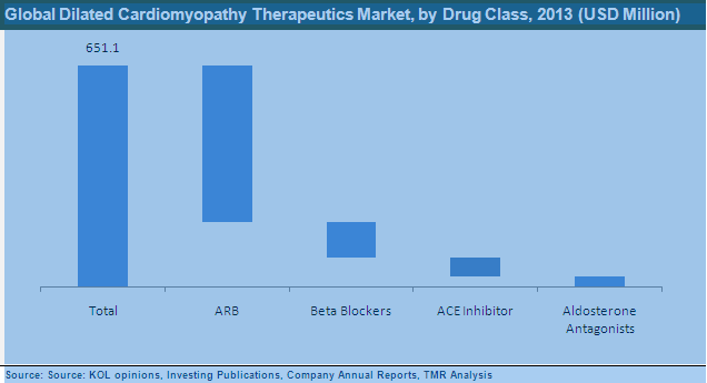 Global Dilated Cardiomyopathy Therapeutics Market, by Drug Class, 2013 dilated-cardiomyopathy-market